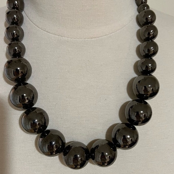 Chunky Pewter Weighted Large Beaded Necklace - Picture 4 of 8